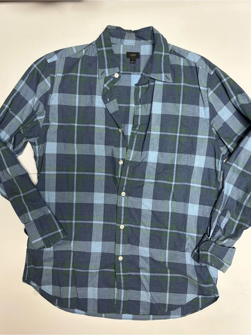 J. Crew Blue and Green Plaid Button-Down Shirt